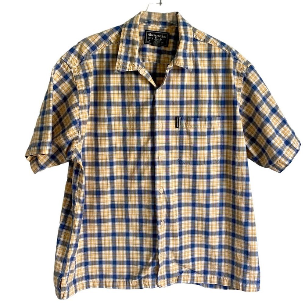 Abercrombie & Fitch Short Sleeve Button Down Cotton Shirt Men's Size Large